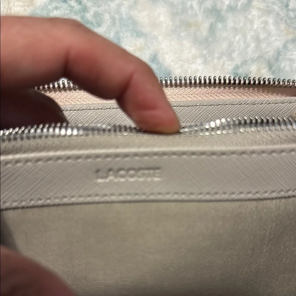 Lacoste Pink Leather Wallet with Zip-Around Design